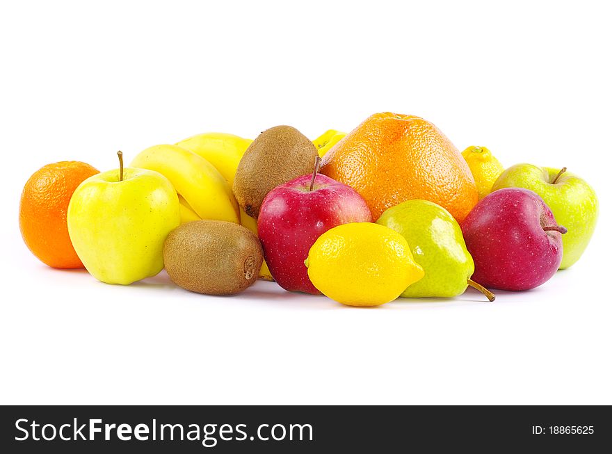 Composition with fruits isolated on white