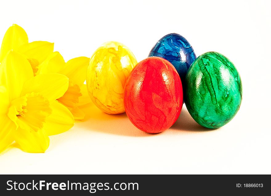 Easter painted eggs on white background. Easter painted eggs on white background.