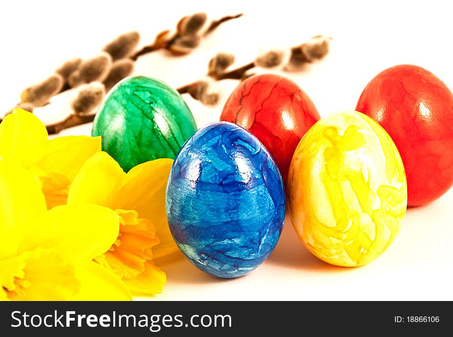 Easter painted eggs on white background. Easter painted eggs on white background.