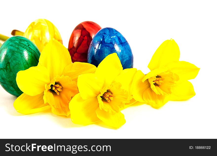 Easter painted eggs on white background. Easter painted eggs on white background.