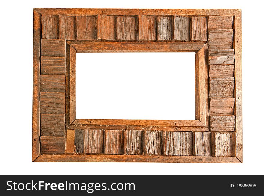Wooden frame isolate over white background