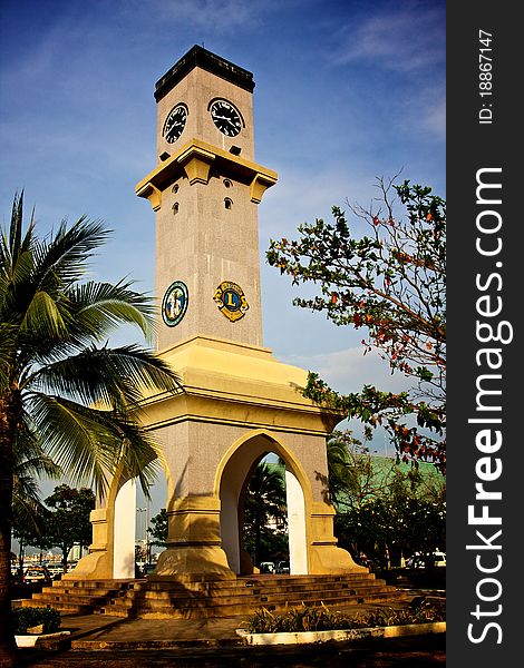 Monument to the clock on the main street of Pattaya. Monument to the clock on the main street of Pattaya