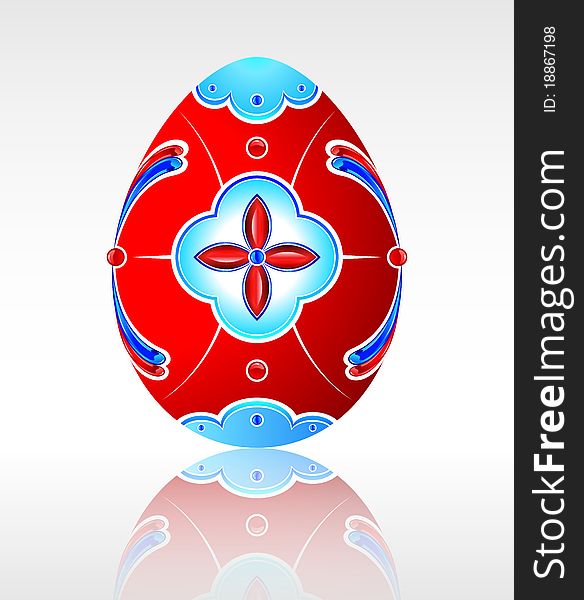 Beautiful red Easter egg with a pattern