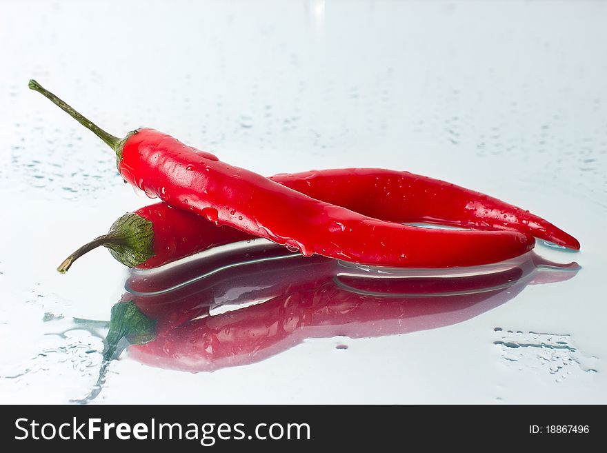 Two peppers on the mirror