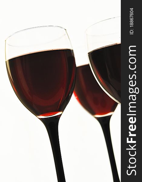 Red wine in glass glasses