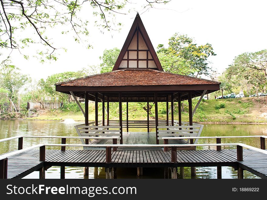 Wood Thai pavilion.