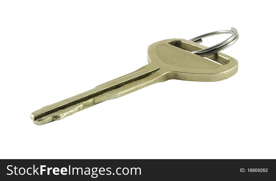 Closeup of metal key with ring