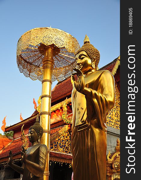 The golden buddha at Doi Suthep Temple, Chiangmai - Thailand