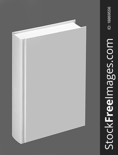 White plain book stands on gray background. White plain book stands on gray background