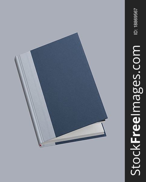 Plain blue book, open, for design layout. Plain blue book, open, for design layout