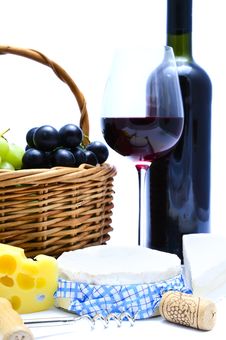 Cheese, Wine, Grapes Royalty Free Stock Photos Cheese, Wine, Grapes Royalty Free Stock Photos