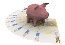 Piggy Bank Is On The Euro Royalty Free Stock Photography