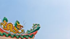 Golden Dragon On The Roof Stock Images