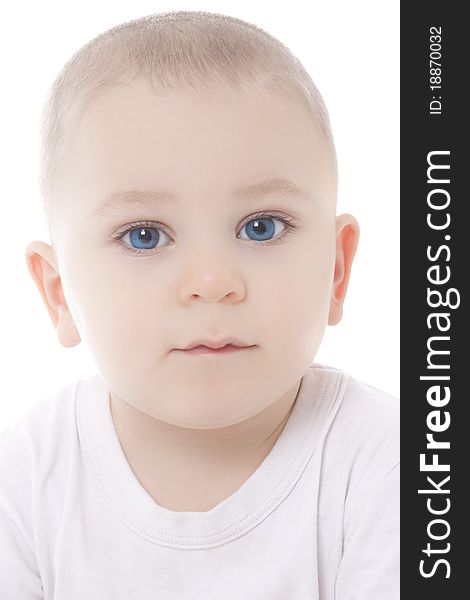 Bright portrait of adorable baby over white. Bright portrait of adorable baby over white