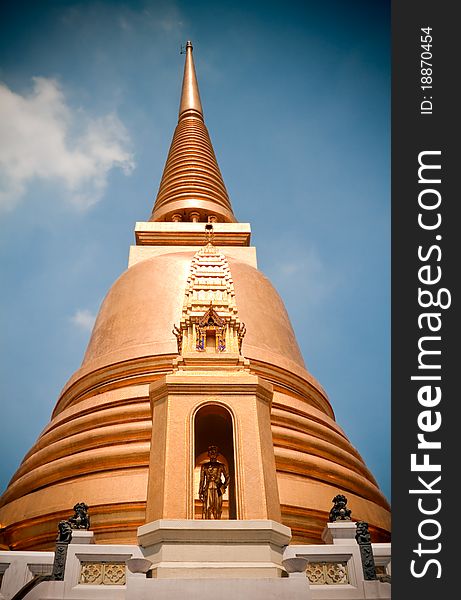 Gold pagoda in a temple of bangkok,thailand