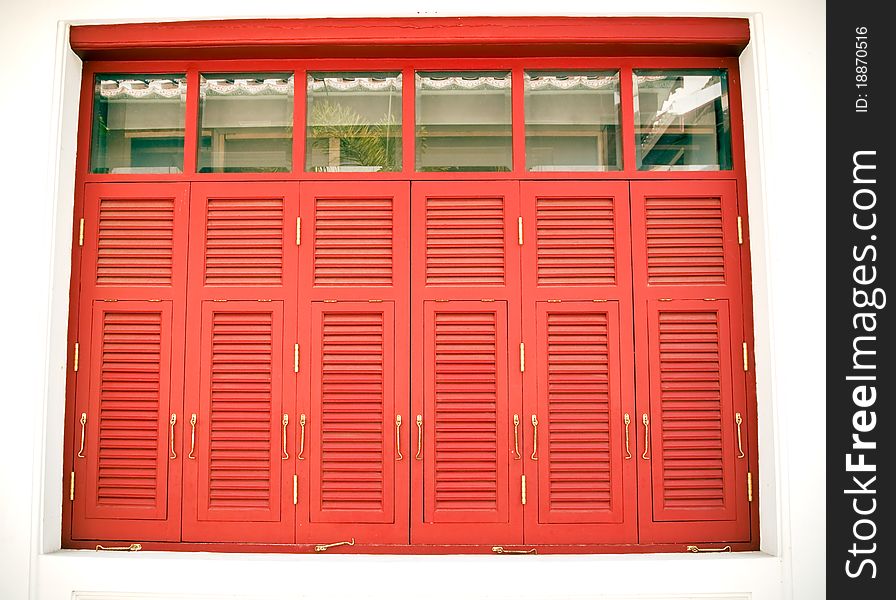 Red ancient window