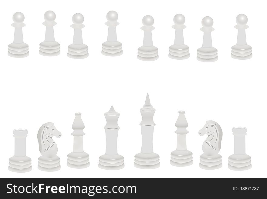 Illustration of white chess under the white background