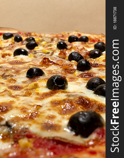 Pizza landscape with olives and cheese. Pizza landscape with olives and cheese