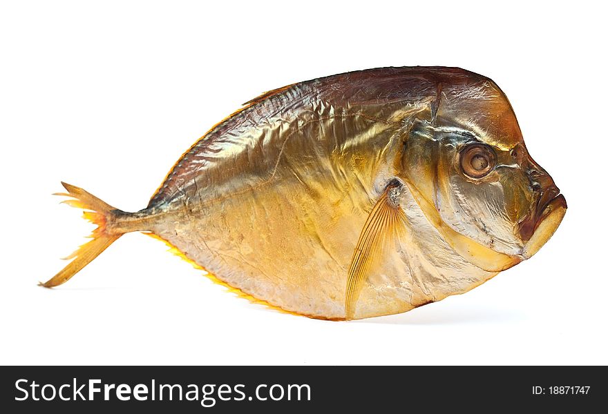 Smoked fish on a white background