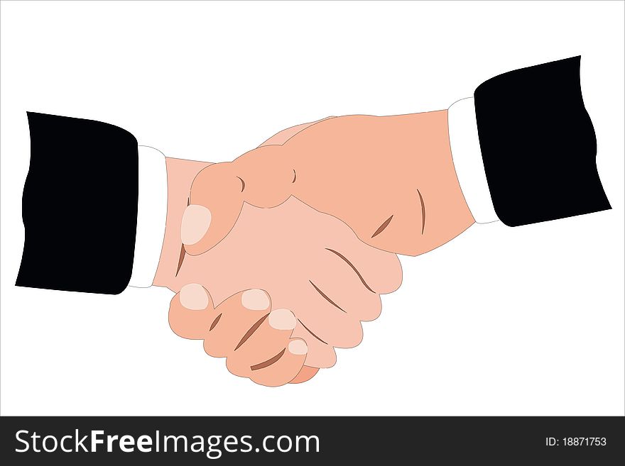 Vector illustration of handshake under the white background