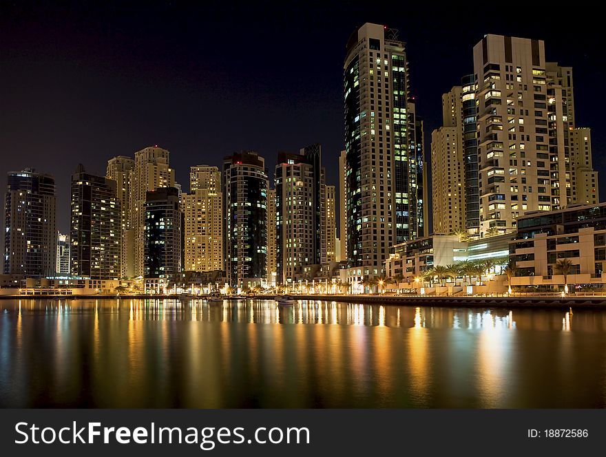 Dubai district at the night. Dubai district at the night