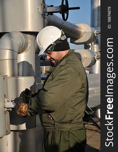 Gas and oil production operator maintains. Gas and oil production operator maintains