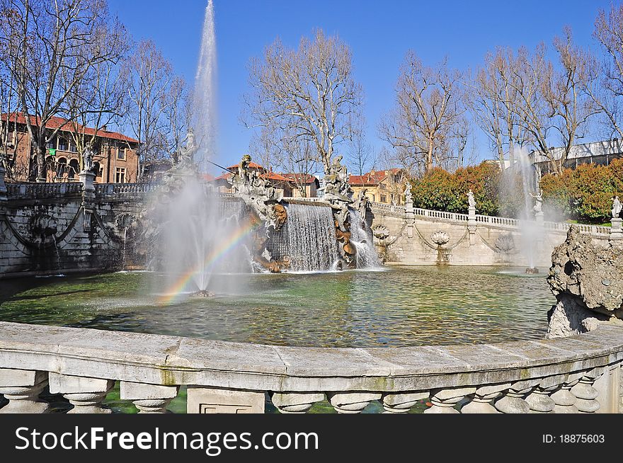 Fountain Of The Months In Turin, Piedmont, Italy.