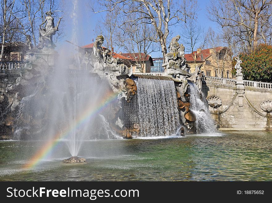 Fountain Of The Months In Turin, Piedmont, Italy.