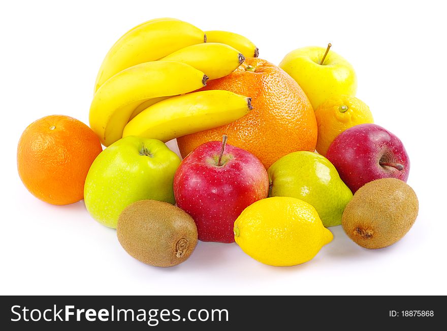 Composition with fruits isolated on white