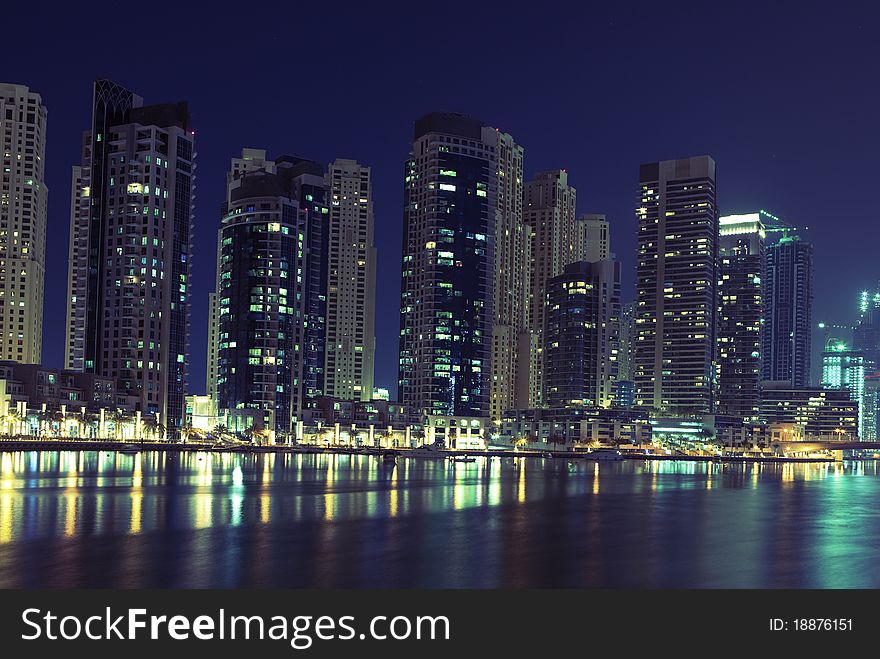 Dubai district at the night. Dubai district at the night