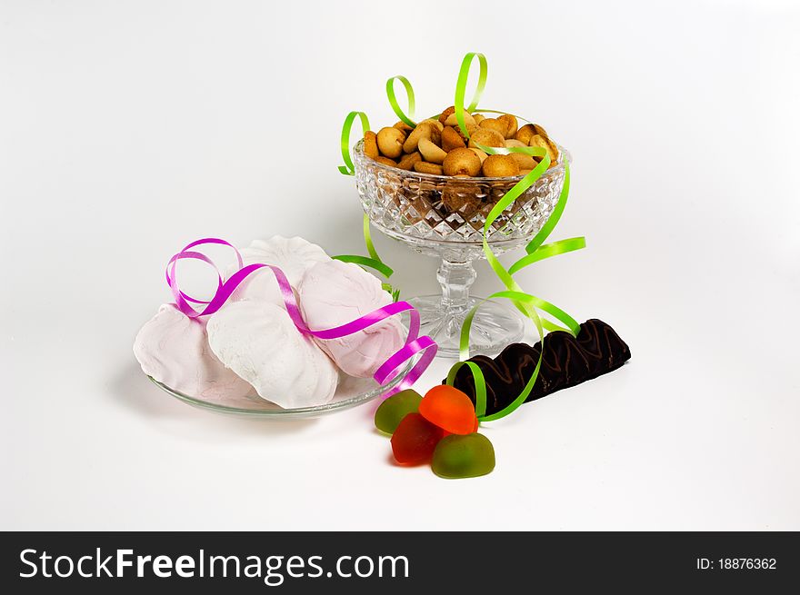 Sweet, tasty snack for tea on a white background. Sweet, tasty snack for tea on a white background