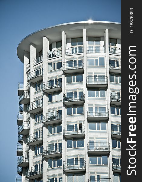 Many balconies on a round house