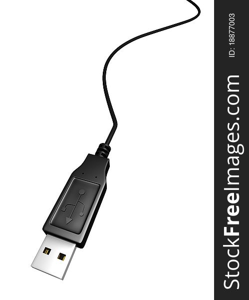 Picture of black usb cable on white background. Picture of black usb cable on white background