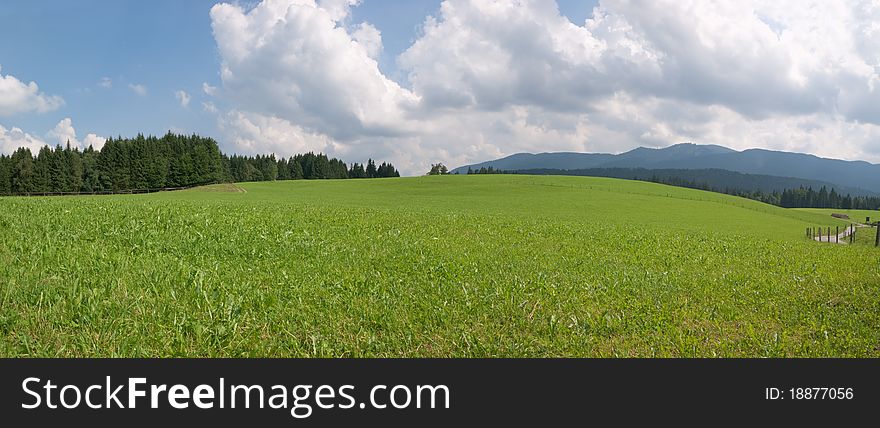 Alpine, summer panoramic landscape with dramatic sky. Alpine, summer panoramic landscape with dramatic sky