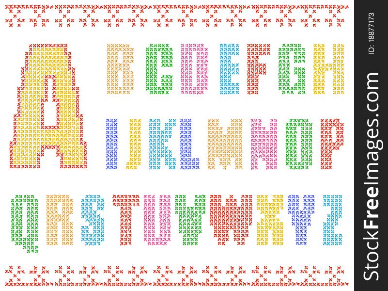 Vector sewing alphabet on a white background