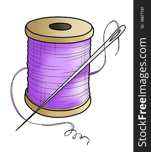 Purple yarn with a white needle(color). Purple yarn with a white needle(color)