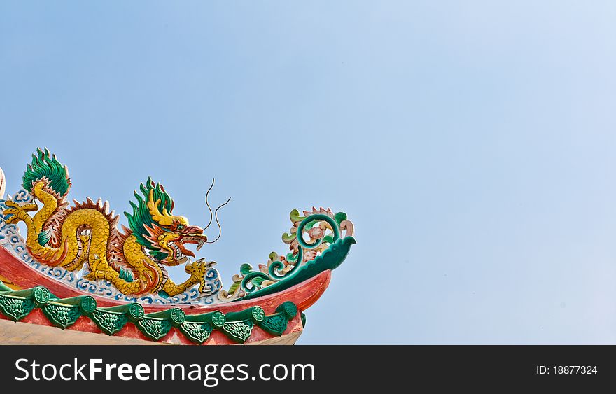 Golden Dragon On The Roof