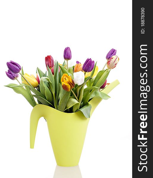 Bouquet Easter tulips isolated on white