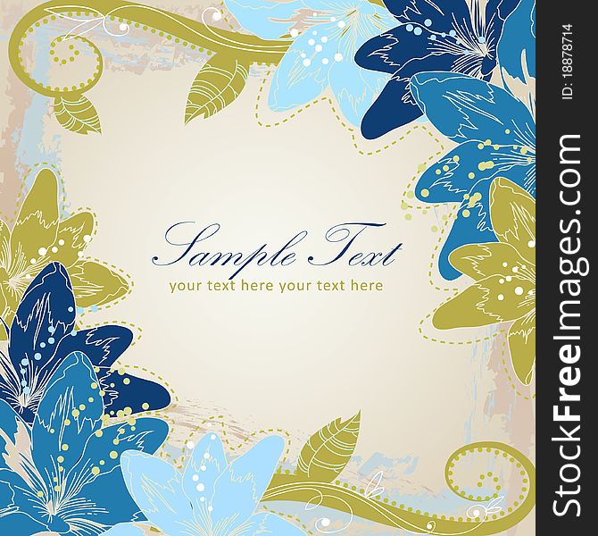 Decorative floral card with text. Decorative floral card with text