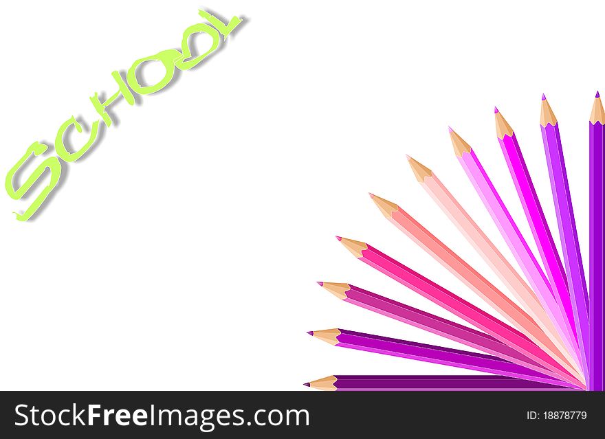 Happy background with colored pencils, in vector