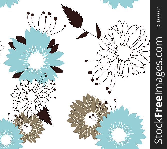 Ornate floral seamless retro pattern with beautiful flowers. Ornate floral seamless retro pattern with beautiful flowers