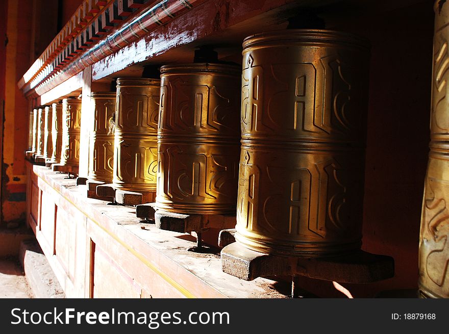 Prayer Wheels In Tibet