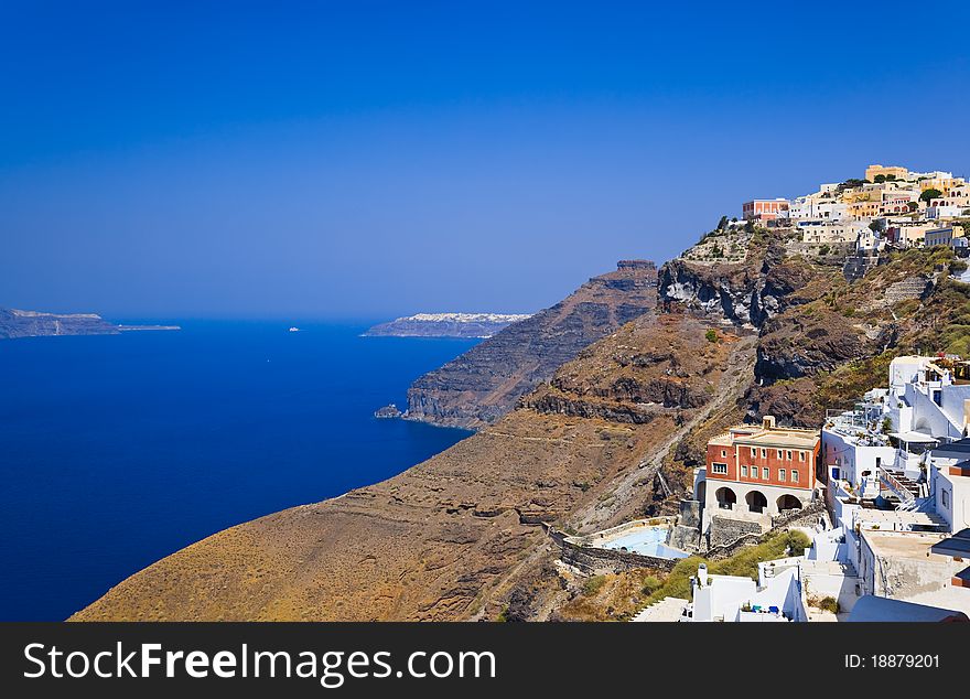 Santorini View (Fira), Greece - vacation background. Santorini View (Fira), Greece - vacation background