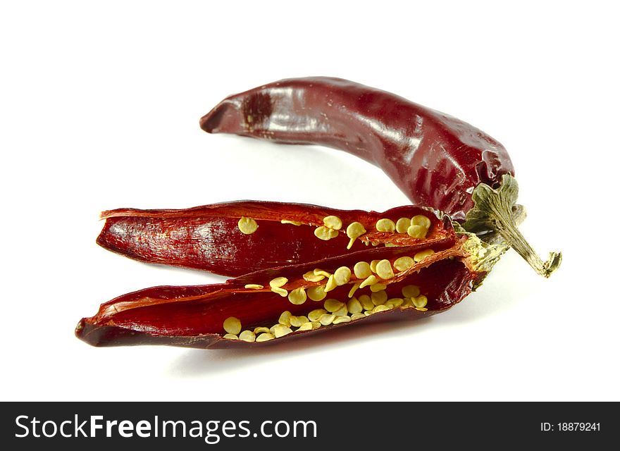 Red peppers isolated on a white background with a clipping path