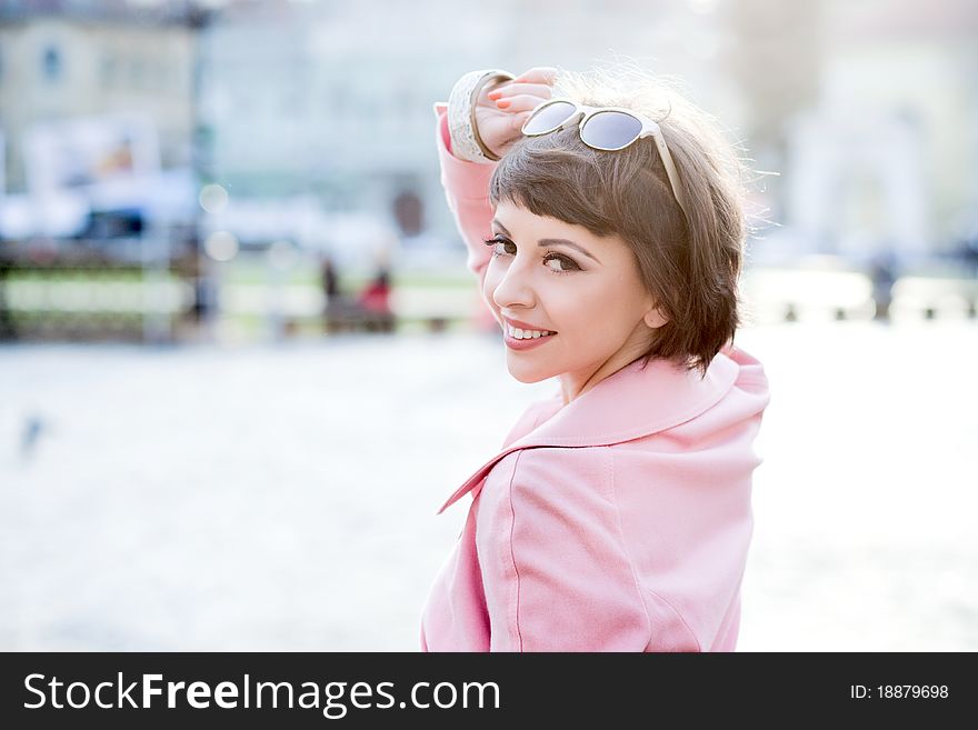 Portrait Of Beautiful Woman Smiling Outdoors