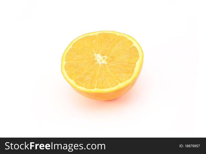 Half of orange isolated over white background. Half of orange isolated over white background