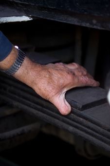 Hand Working On A Steel Plate Royalty Free Stock Image Hand Working On A Steel Plate Royalty Free Stock Image