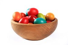 Easter Eggs In A Wooden Bowl Royalty Free Stock Photography