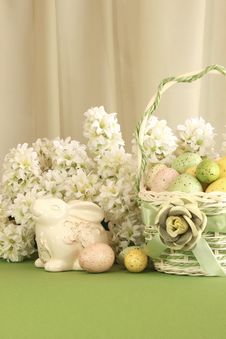 Easter Egg Basket With Bunny Stock Images Easter Egg Basket With Bunny Stock Images