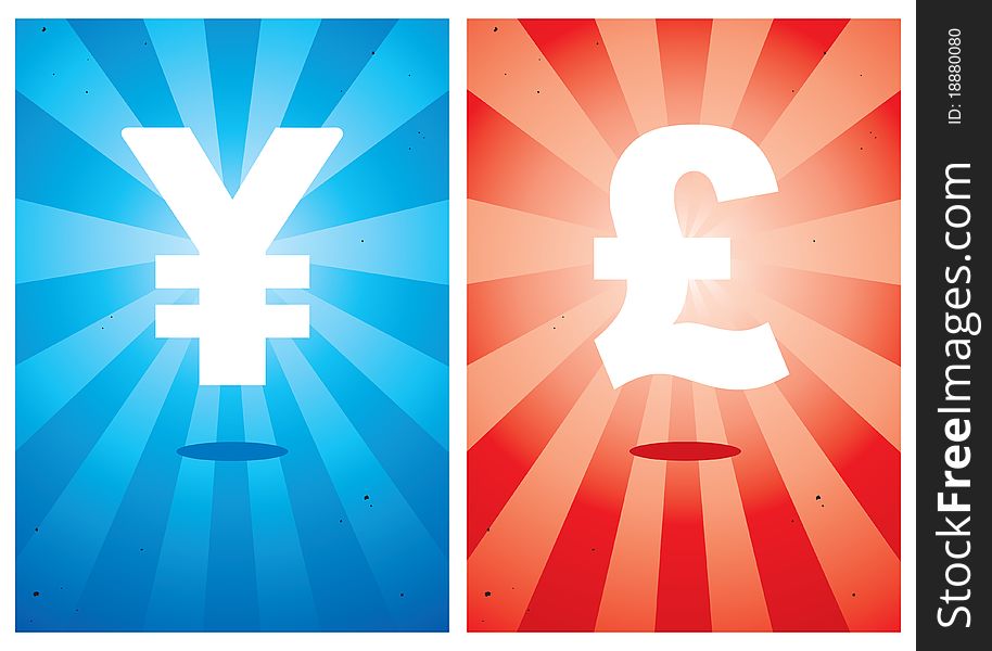 Illustrations Of Signs The Yen And Pound